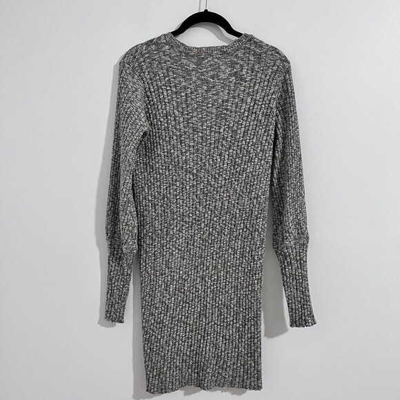 Mod Ref Gray Ribbed Sweater Dress Size S Long Sleeve Casual Heathered Modern - Picture 6 of 8